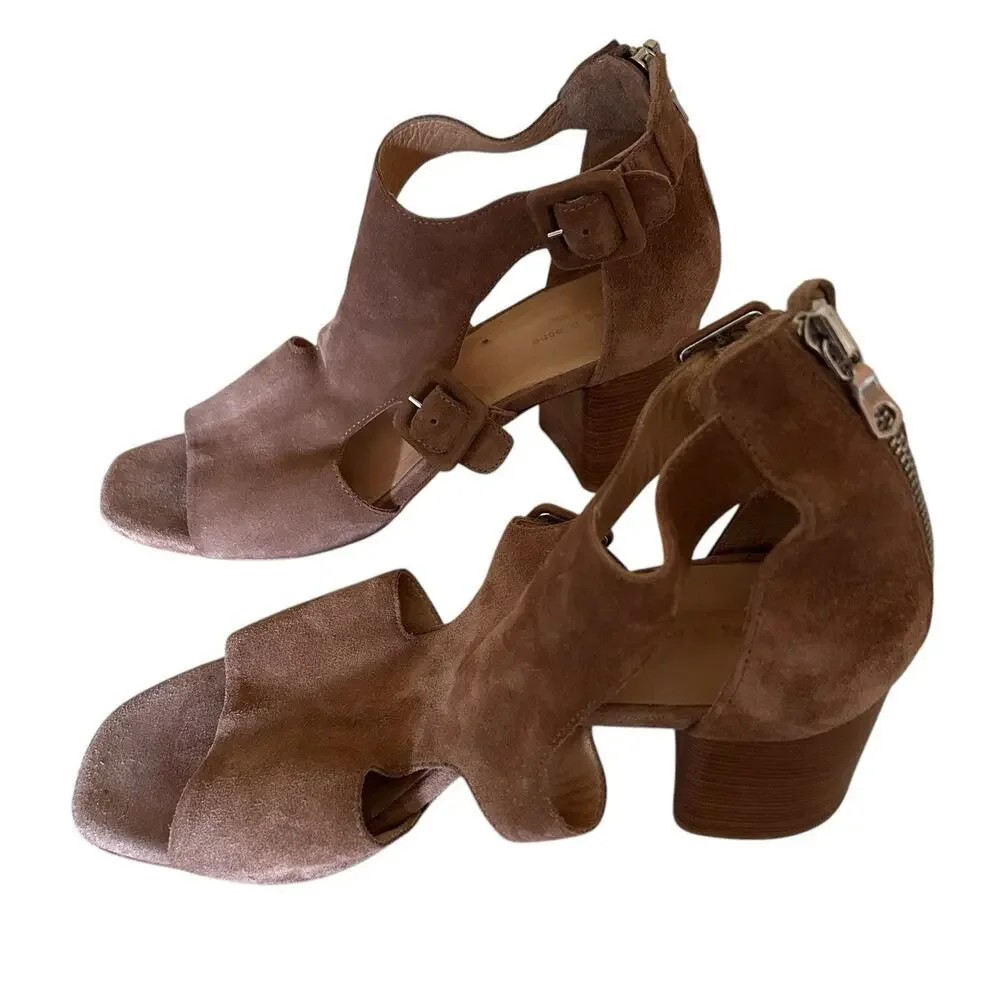 RAG & BONE Women’s Suede Open Toe Matteo Sandal Block Heel B Size 7.5 US 38 EU